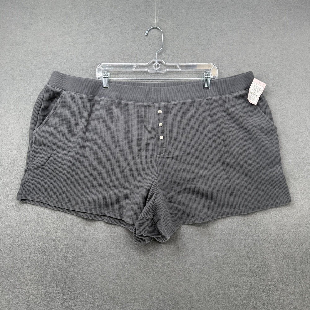 Auden Waffle Knit Lounge Pajama Shorts Womens Dark Gray  Plus Size 3X New